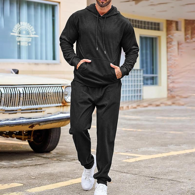 Herren Fleece-Loungewear-Set aus French Terry mit Kapuze, Kängurutasche und Relax-Jogginghose Shop Nory
