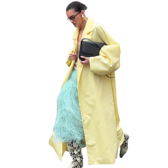 Damen Maxilanger Oversize-Mantel im Cocoon-Schnitt mit verdeckter Knopfleiste Shop Nory