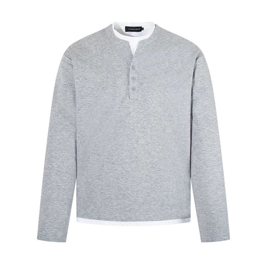 Herren Langärmeliges Henley-Layer-Shirt mit kontrastierendem Innenkragen und modernem Regular-Fit Shop Nory