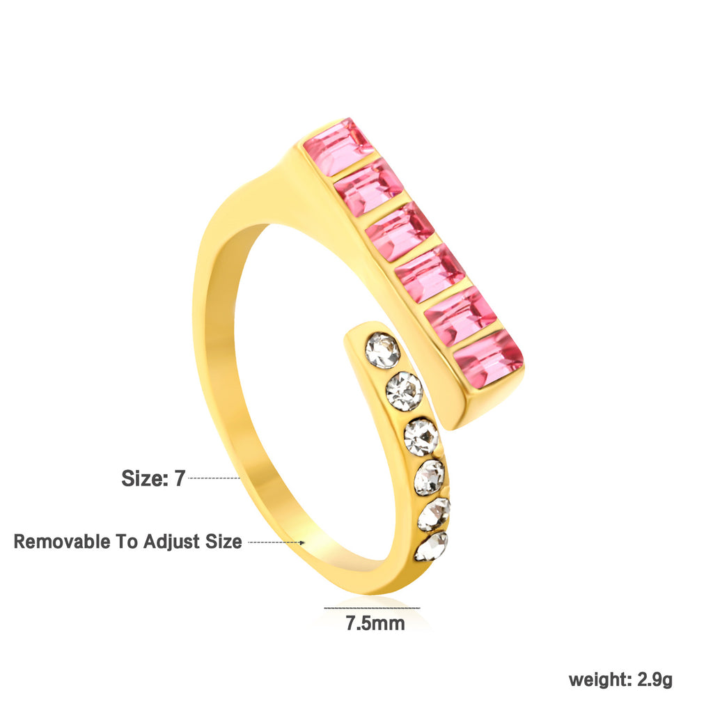 Damen Verstellbarer Ring mit glitzernden Zirkonia und modernen Grüntönen Shop Nory