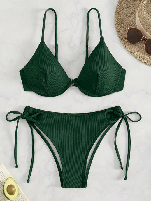 Damen Triangel-Bikini mit verstellbaren Trägern und Seitenschnürungen