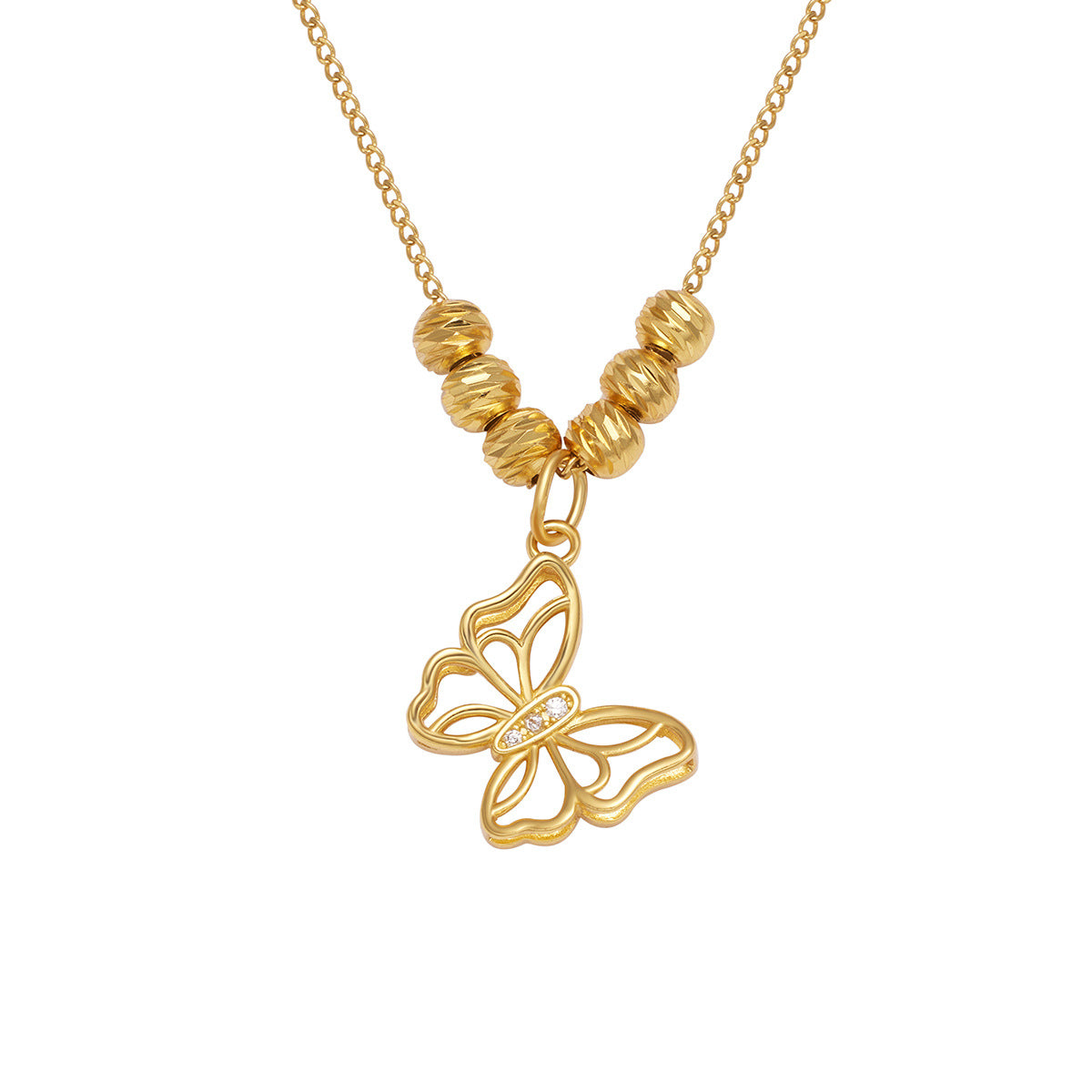 Damen Halskette mit filigranem Schmetterlingsanhänger und eleganten Perlenakzenten Shop Nory