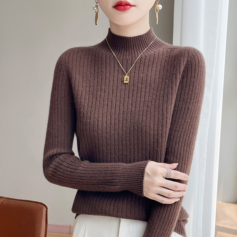 Damen Schmaler Rippenstrick-Mockneck mit extraweicher Kaschmir-Optik Shop Nory