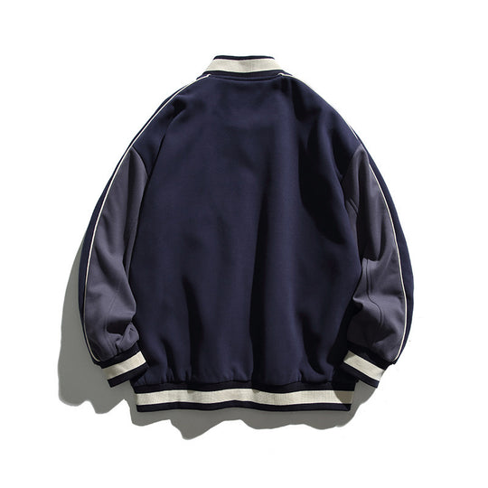 Unisex Boxy College-Bomberjacke mit Badge-Applikationen und kontrastierenden Rippabschlüssen Shop Nory