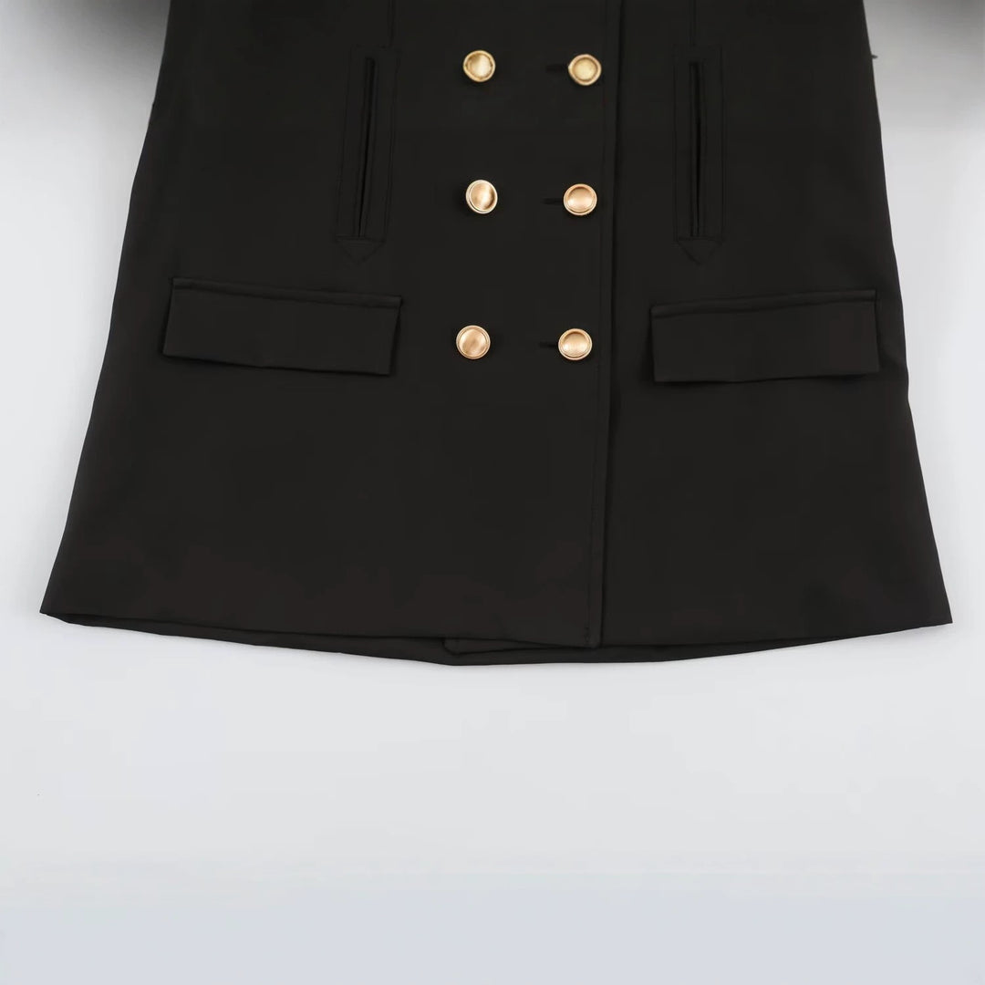 Damen Doppelreihige Kurzjacke mit Kunstfellärmeln Shop Nory