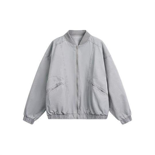 Unisex Kurz geschnittene Boxy‑Bomberjacke aus Baumwollmix mit Reißverschluss und elastischem Saum Shop Nory