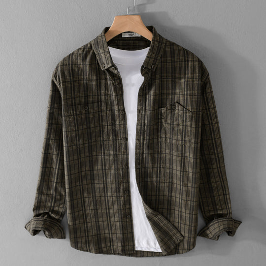 Herren Kariertes Flanell-Overshirt mit Button-Down-Kragen und aufgesetzten Brusttaschen Shop Nory