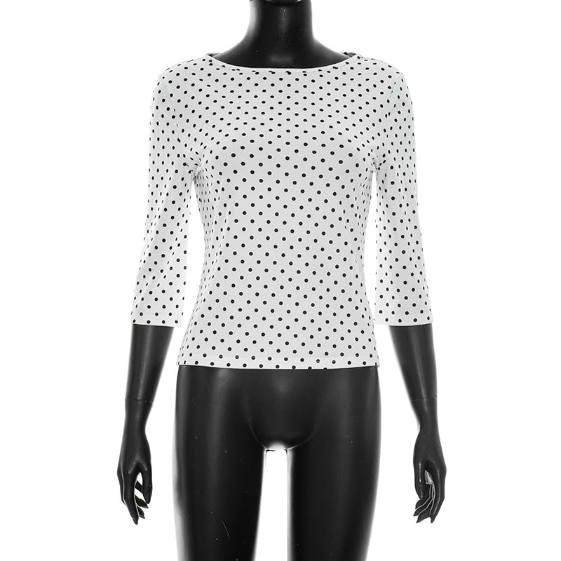 Damen Polka-Dot Langarmshirt mit bequemem Schnitt und modischem Design