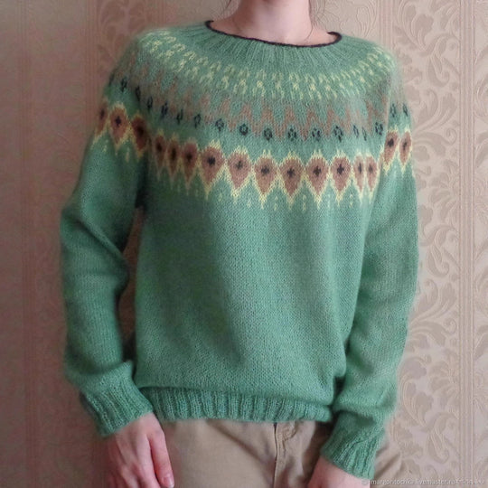 Damen nan Norwegerpullover aus Wollmix mit Rundhalsausschnitt und traditionellem Fair-Isle-Yoke Shop Nory