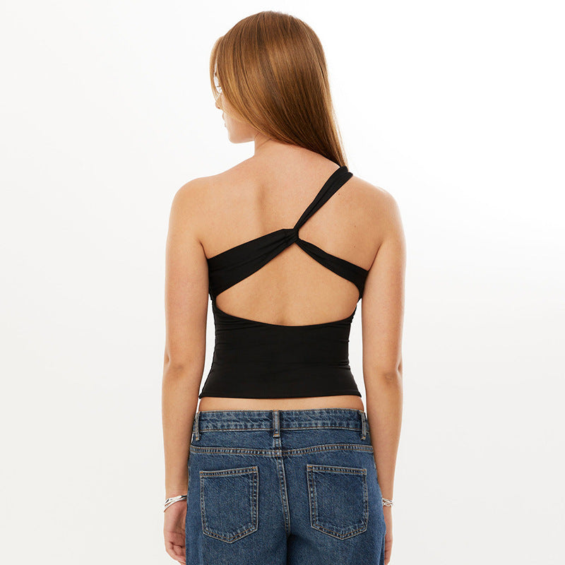 Damen asymmetrisches Top mit dekorativen Trägern