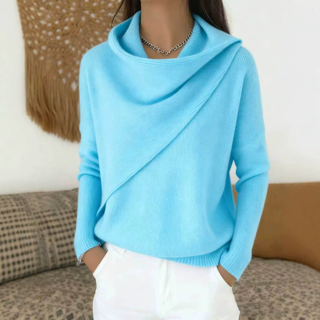 Damen Asymmetrischer Grobstrick-Pullover mit Schalkragen Shop Nory