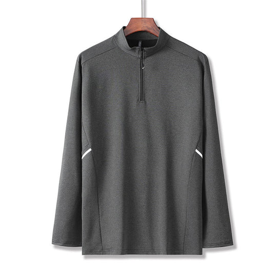 Herren Leichtes Sportliches Langarm-Poloshirt mit kurzem Reißverschluss und Stehkragen Shop Nory