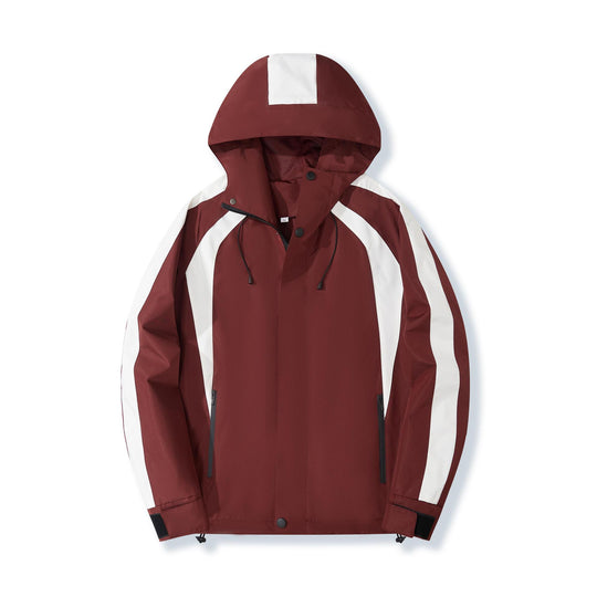 Damen Leichte Kapuzen-Regenjacke mit Kontraststreifen und Mesh‑Futter Shop Nory