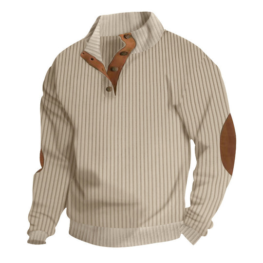 Herren Grobstrick-Troyer mit Zopfmuster, Stehkragen und Leder-Ellbogenpatches Shop Nory