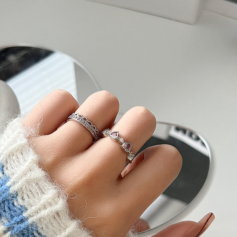 Damen Offener Ring mit elegantem Doppelreihen-Design und funkelnden Zirkonia Shop Nory