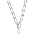 Damen Halskette mit modernem Gliederdesign und elegantem Perlenanhänger Shop Nory