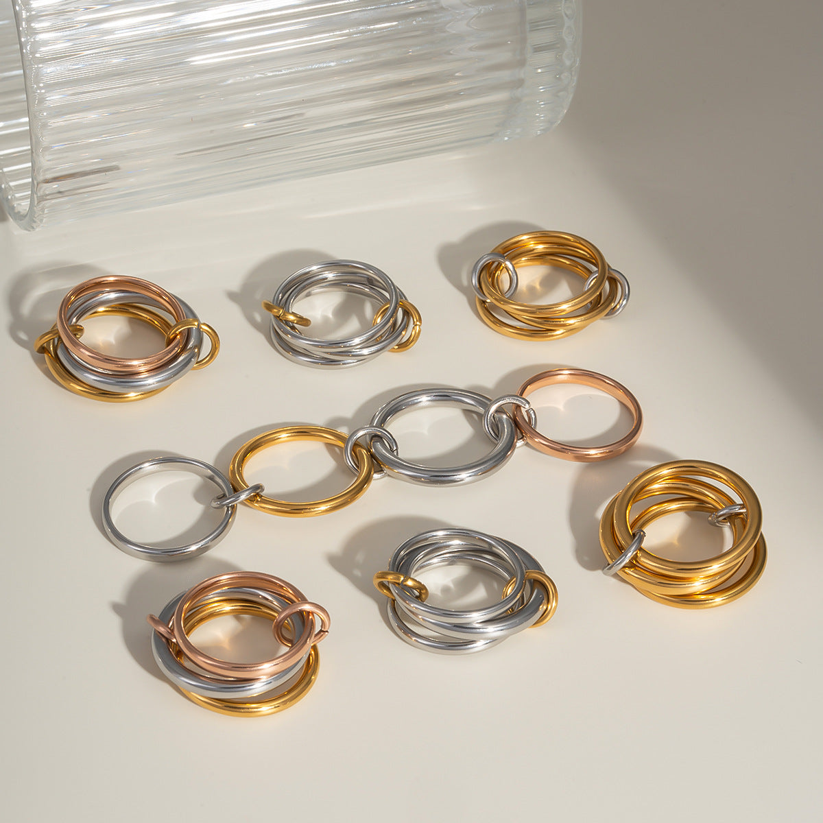 Damen schickes Mehrfarbiges Ring-Set Shop Nory