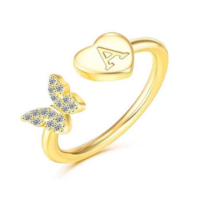 Damen Ring mit Schmetterlingsdesign und Herzmotiv Shop Nory