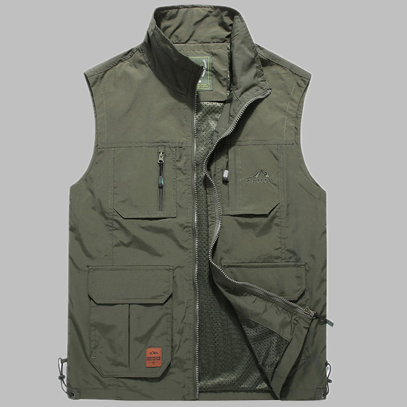 Herren multifunktionale Outdoor‑Utility‑Weste mit Reißverschluss, Mehrfachtaschen und atmungsaktivem Meshfutter Shop Nory