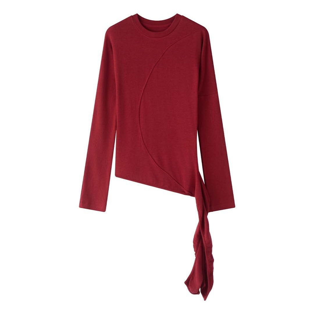 Damen Asymmetrisches Longsleeve mit seitlichen Bindebändern Shop Nory