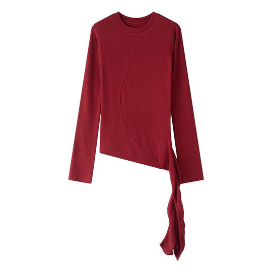 Damen Asymmetrisches Longsleeve mit seitlichen Bindebändern Shop Nory