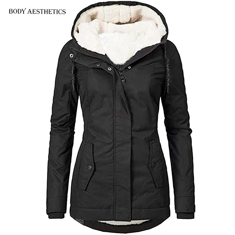 Damen Parka mit Teddyfutter, Kapuze und taillierter Silhouette Shop Nory