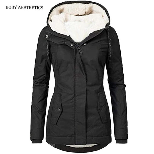 Damen Parka mit Teddyfutter, Kapuze und taillierter Silhouette Shop Nory
