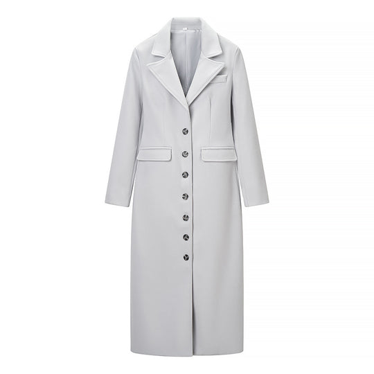 Damen Longline-Mantel mit taillierter Silhouette, strukturiertem Revers und Gehschlitz Shop Nory