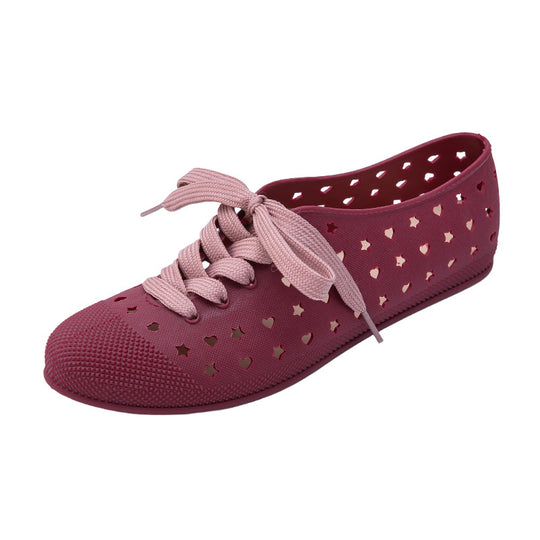 Damen Leichte perforierte EVA-Schnür‑Ballerinas mit Herz‑ und Sternstanzungen Shop Nory
