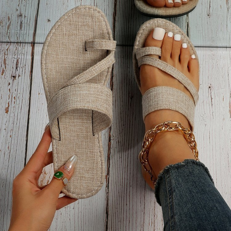 Damen lässige Slide-Pantoletten aus Denim