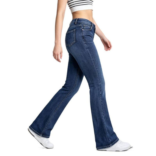Damen Flared Jeans im klassischen 70er Jahre Look mit hoher Taille Shopnory