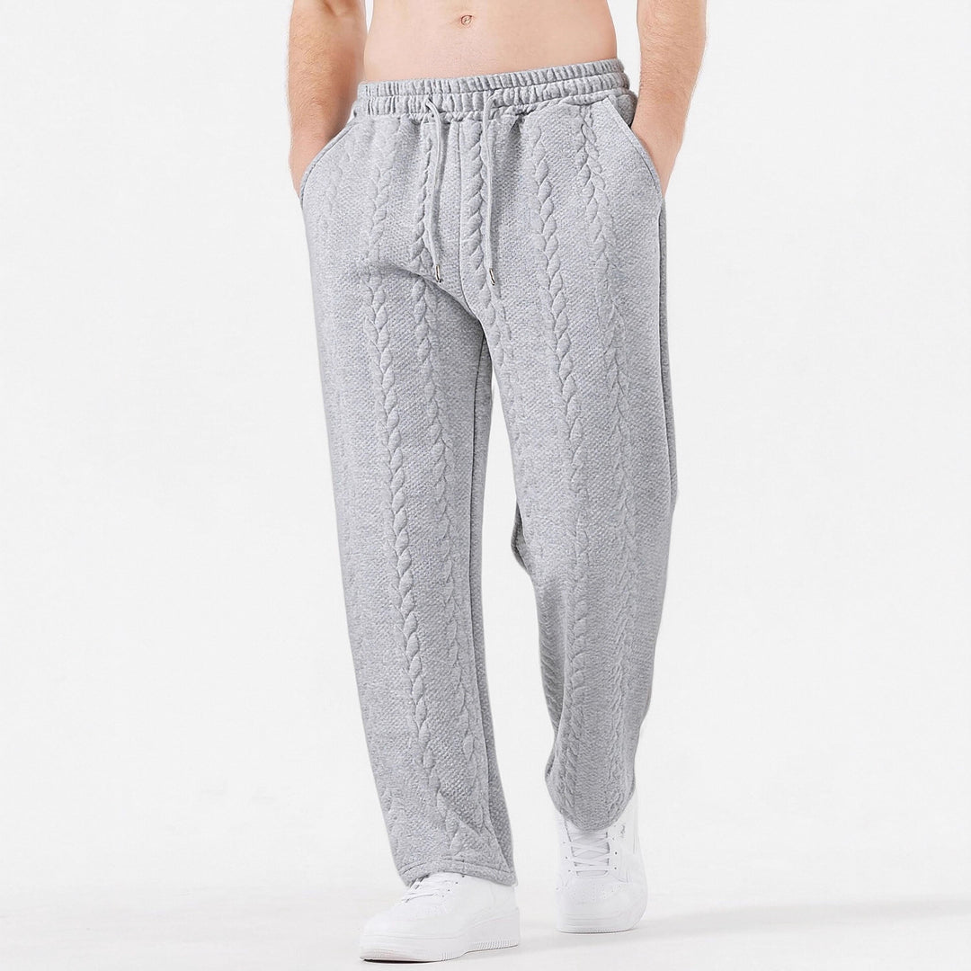 Herren grobgestrickte Lounge-Jogginghose mit Zopfstrick, Elastikbund und Kordelzug Shop Nory
