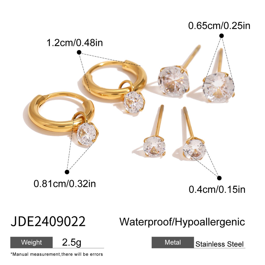Damen Ohrring Set mit funkelnden Zirkonia und hypoallergener Edelstahlverarbeitung Shop Nory