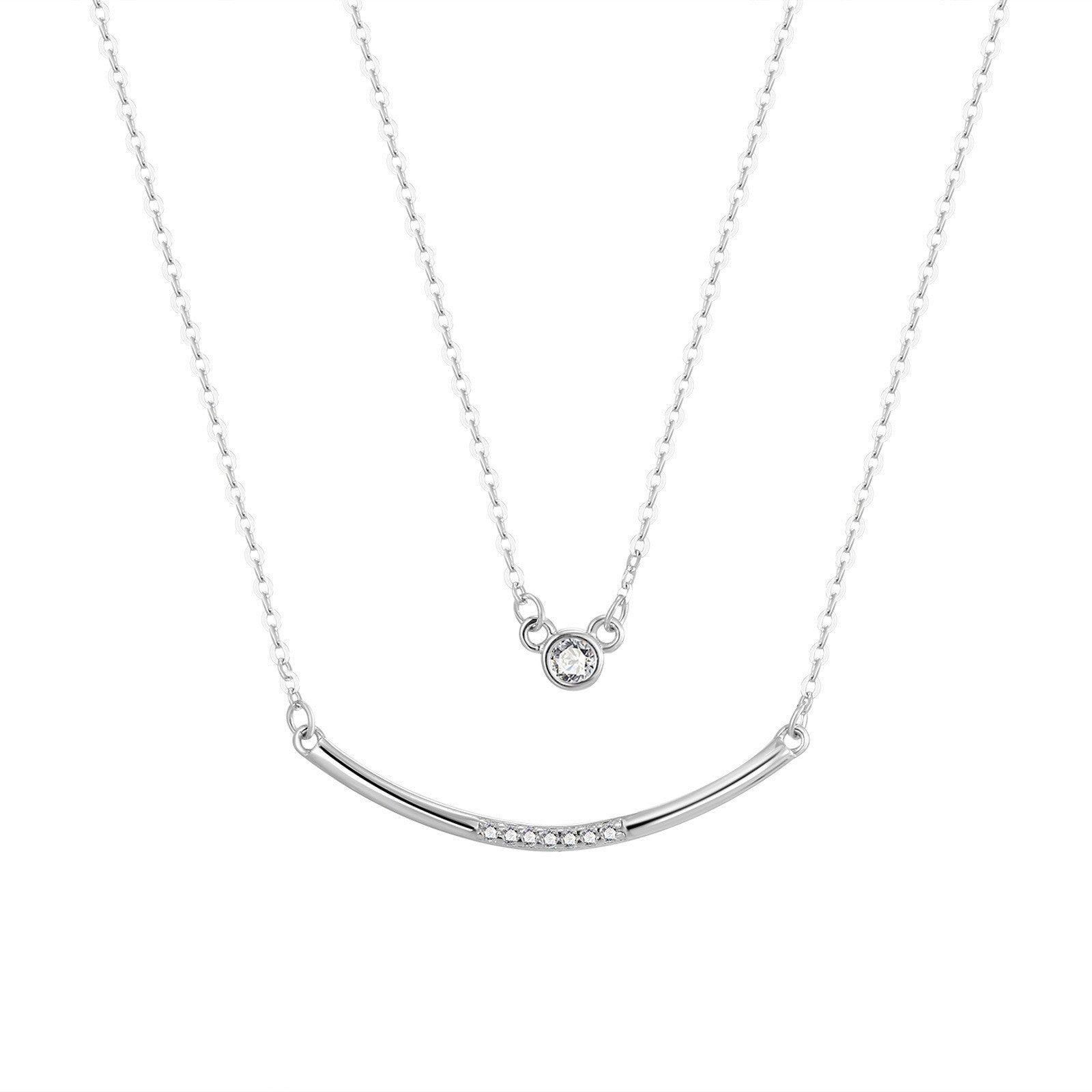 Damen filigrane Doppel-Halskette mit funkelnden Zirkonia-Shop Nory