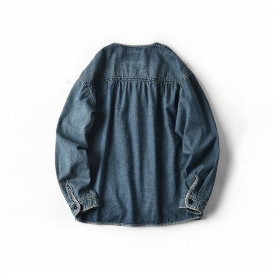 Herren Denim-Chorejacke im Worker-Look mit V-Ausschnitt und aufgesetzten Taschen Shop Nory