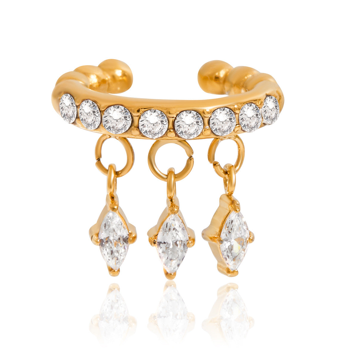 Damen Eleganter Haute Couture Ohrcuff mit Kristallen Shop Nory