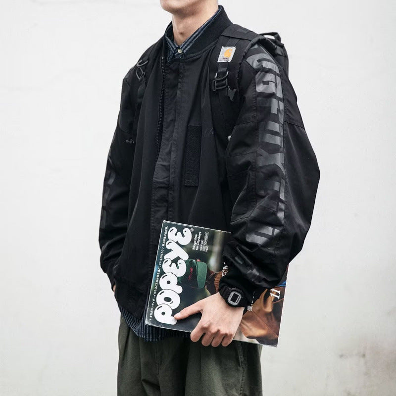 Unisex Leichte Oversize-Bomberjacke aus Nylon mit reflektierenden Ärmeln und Rippbündchen Shop Nory
