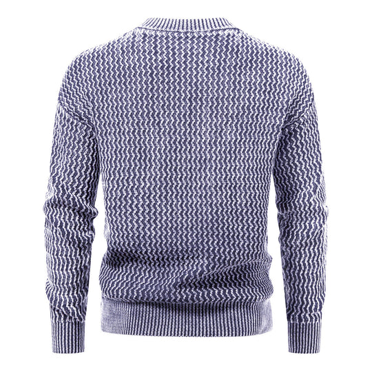 Herren Strukturierter Feinstrick-Pullover mit Stehkragen und Zickzackmuster Shop Nory