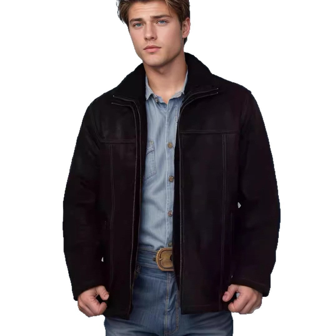 Herren vielseitige und robuste Wildlederjacke mit funktionalen Taschen