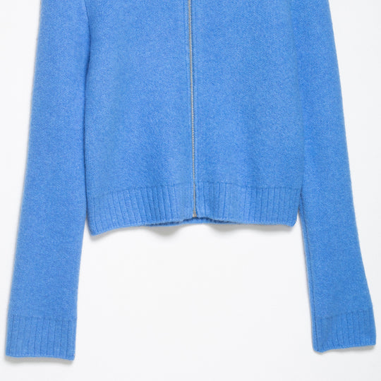 Damen Grobgestrickte Kurzjacke mit Reißverschluss, weitem Kragen und geripptem Saum Shop Nory