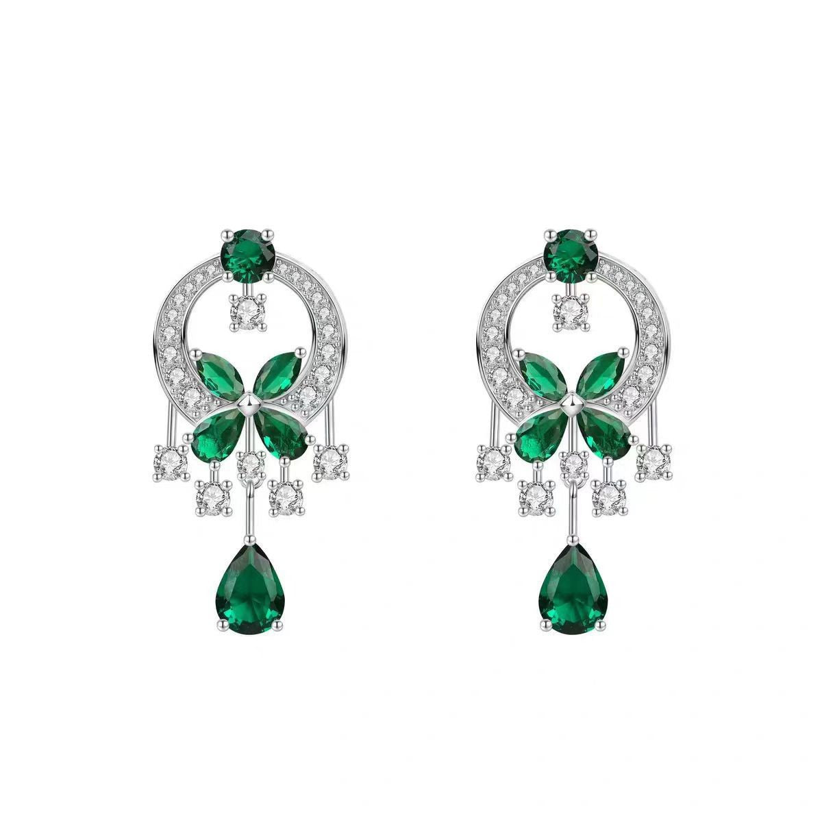 Damen Ohrringe mit funkelndem Edelstein und kunstvollem Blumenmotiv Shop Nory
