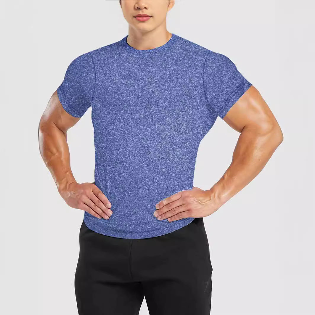 Herren nan tailliertes Rundhals-Leistungsshirt mit elastischem Seitenkeil und flachen Nähten