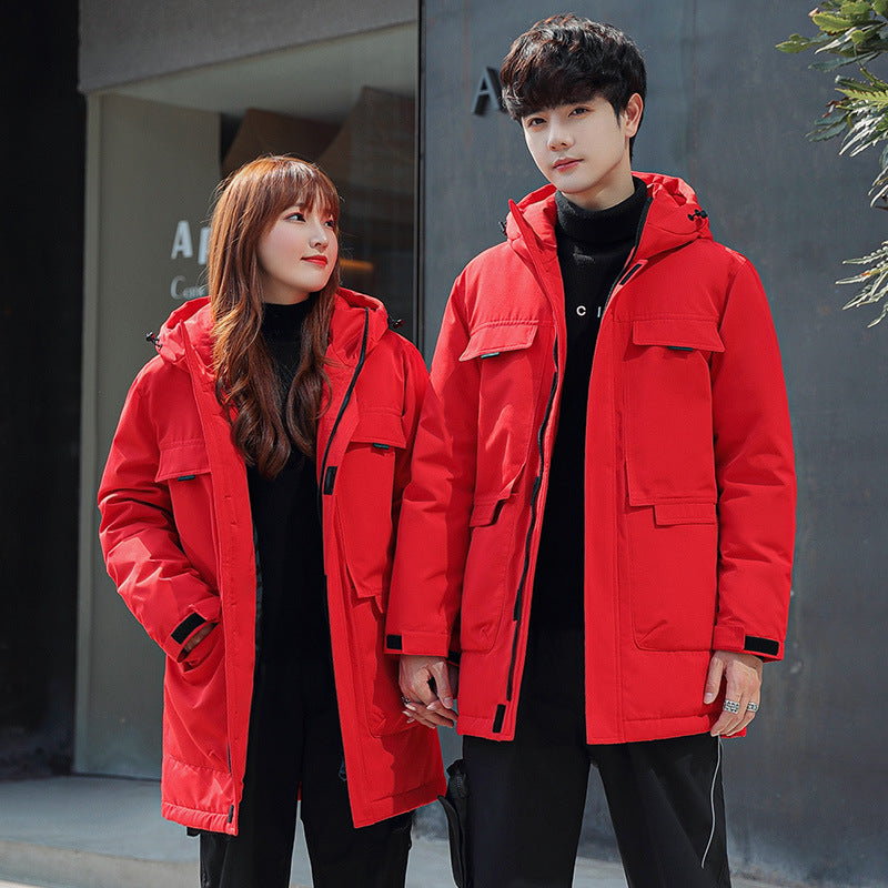 Unisex Gepolsterter langer Parka mit Kapuze Multifach-Taschen und winddichter Thermoisolierung Shop Nory