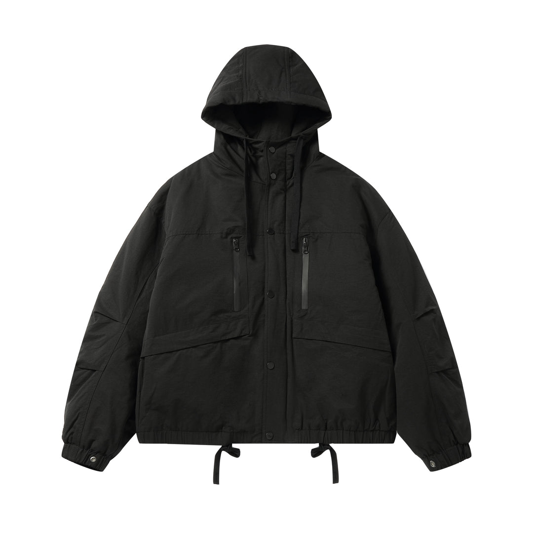 Herren Technischer Kapuzenparka mit wasserabweisenden Reißverschlüssen, Kängurutaschen und Tunnelzug Shop Nory
