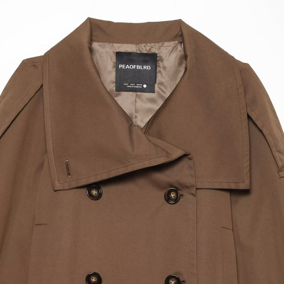 Damen Kurz-Trenchjacke im Cropped‑Schnitt mit doppelreihiger Knopfleiste und Taillengürtel Shop Nory