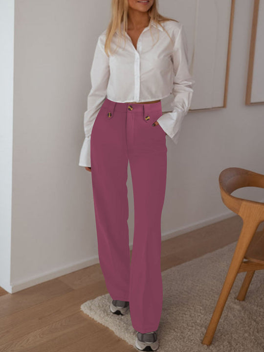 Damen Hochtaillierte Palazzo‑Hose mit Bundriegel, Bügelfalte und weitem Bein Shop Nory