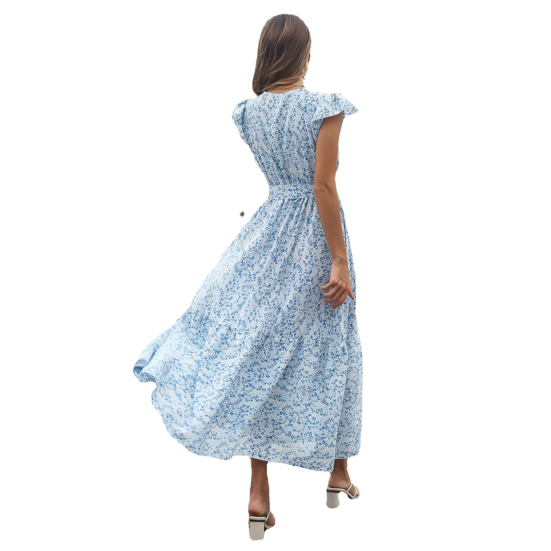 Damen Maxikleid mit floralem Muster und Taillengürtel