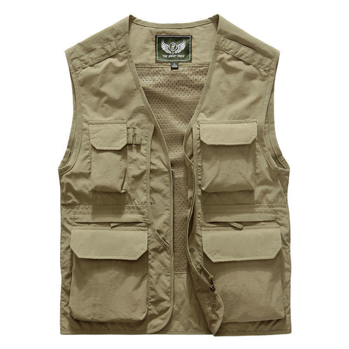 Herren Leichte Angler- und Fotografie-Utilityweste mit multifunktionalen Taschen und atmungsaktivem Baumwollmix Shop Nory