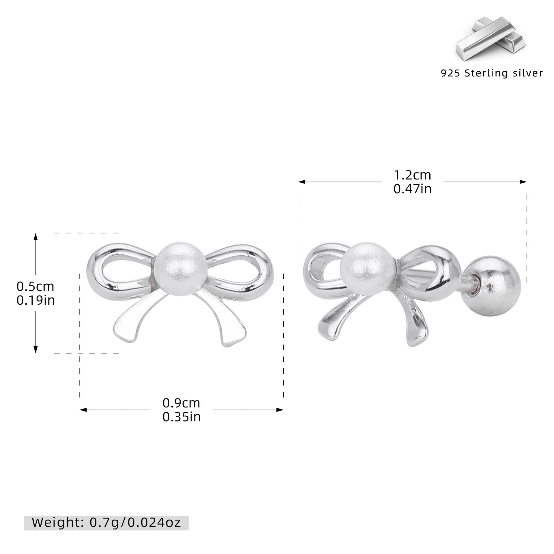 Damen Ohrstecker mit verspieltem Schleifen-Design aus 925 Sterling Silber Shop Nory