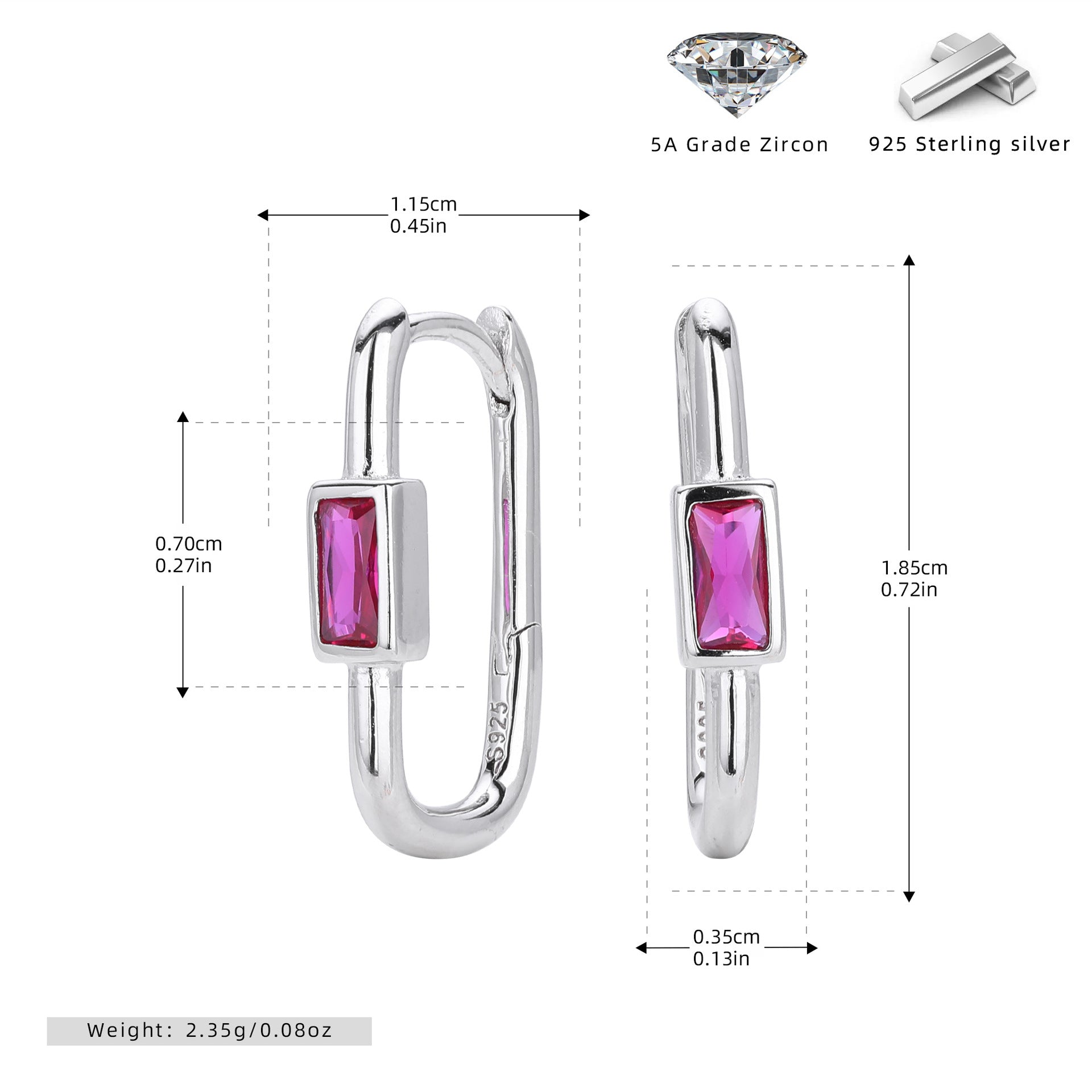 Damen Ohrstecker mit luxuriösem 5A Zirkon aus 925 Sterling Silber Shop Nory